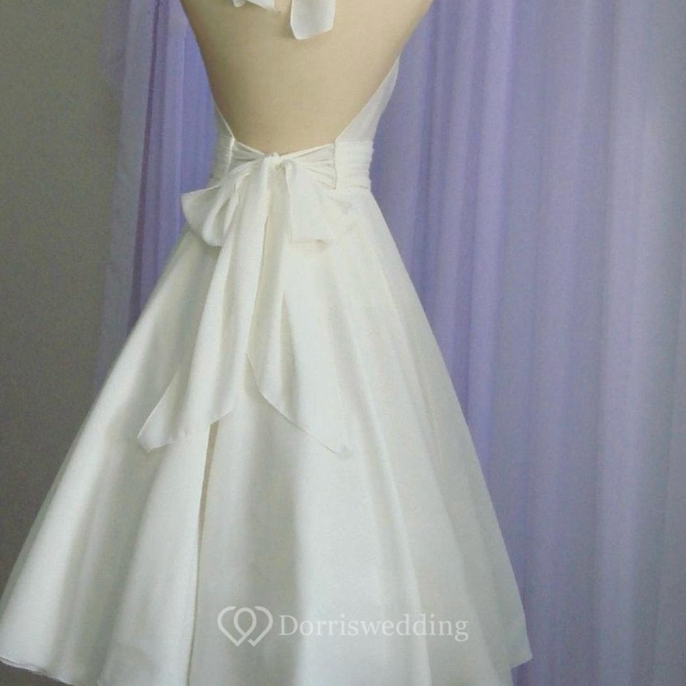 Marilyn Monroe White Halter Tea Length Wedding Gown